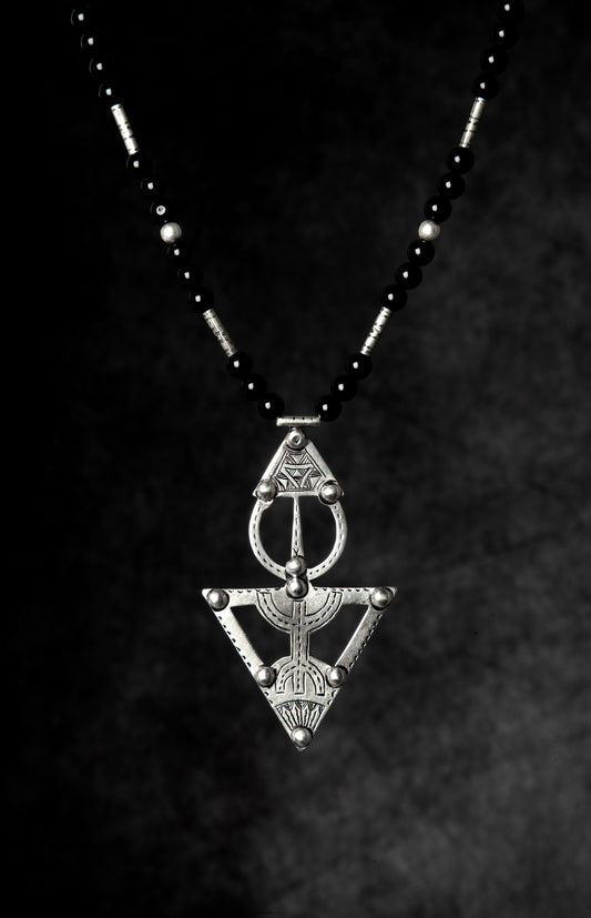 Yaz - Onyx and Silver Necklace (Unisex)