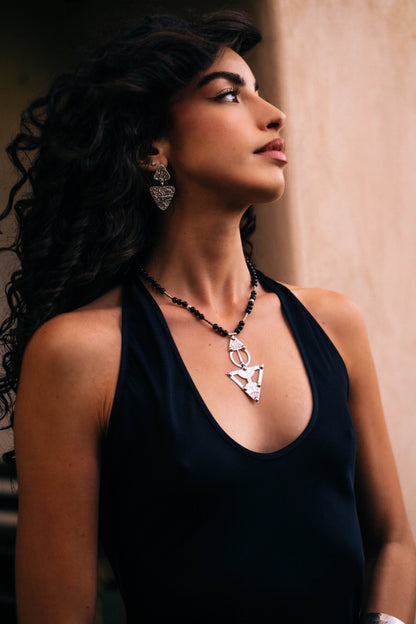 Yaz - Onyx and Silver Necklace (Unisex)